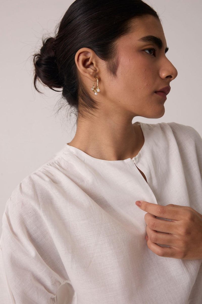 Simone Off White Cotton Top cotton by The Summer House in white color for women in Singapore