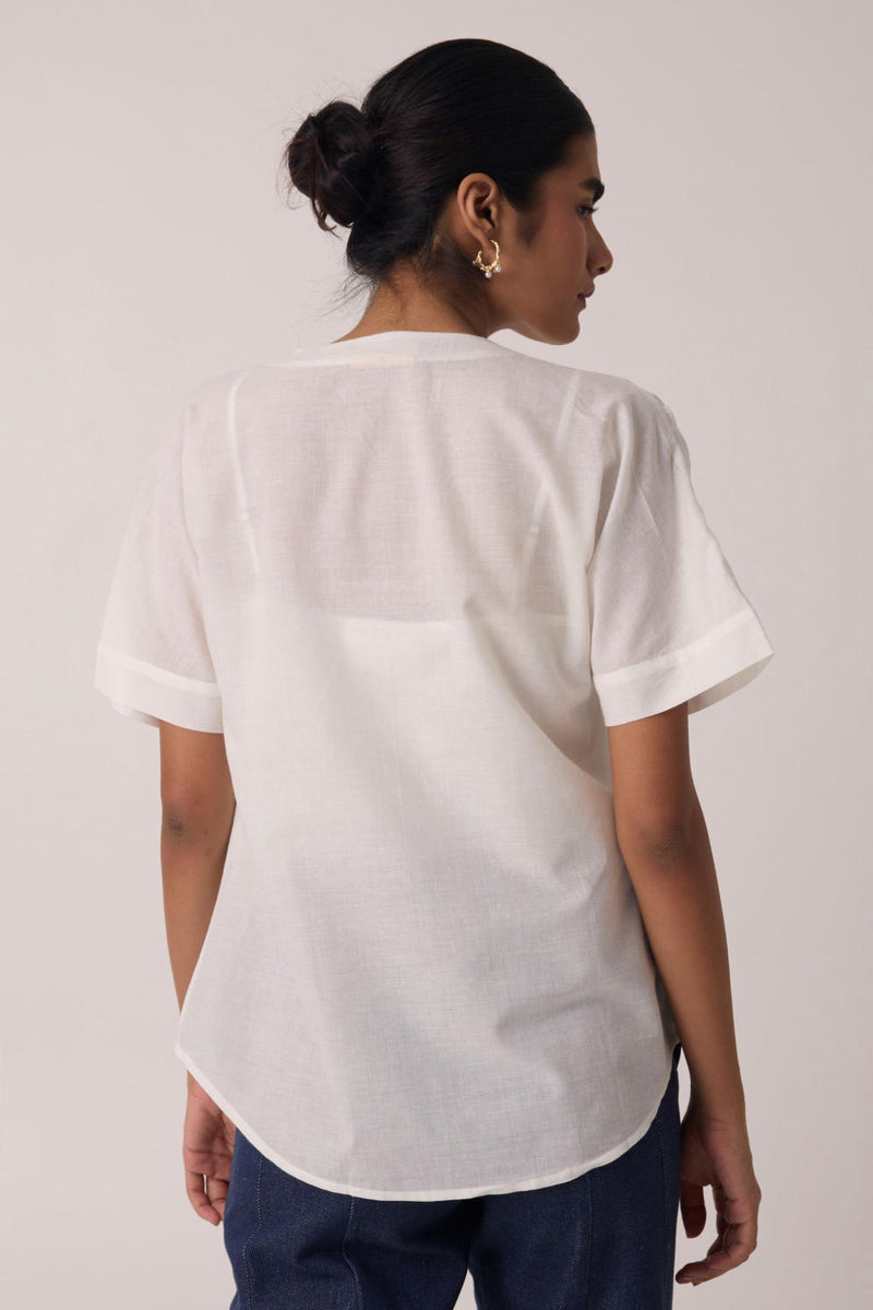 Simone Off White Cotton Top cotton by The Summer House in white color for women in Singapore