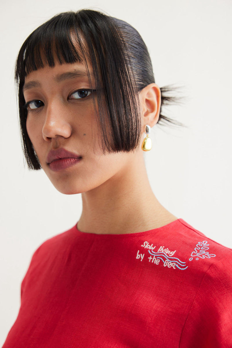 Slow Living Linen Peplum Top