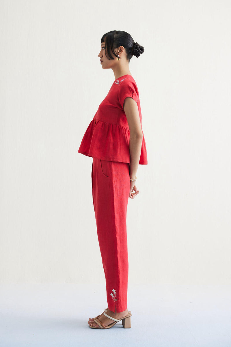 Slow Living Linen Peplum Top