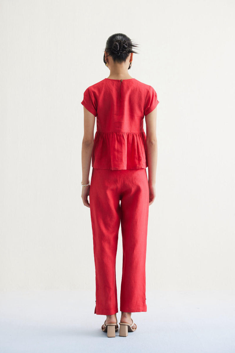 Slow Living Linen Peplum Top