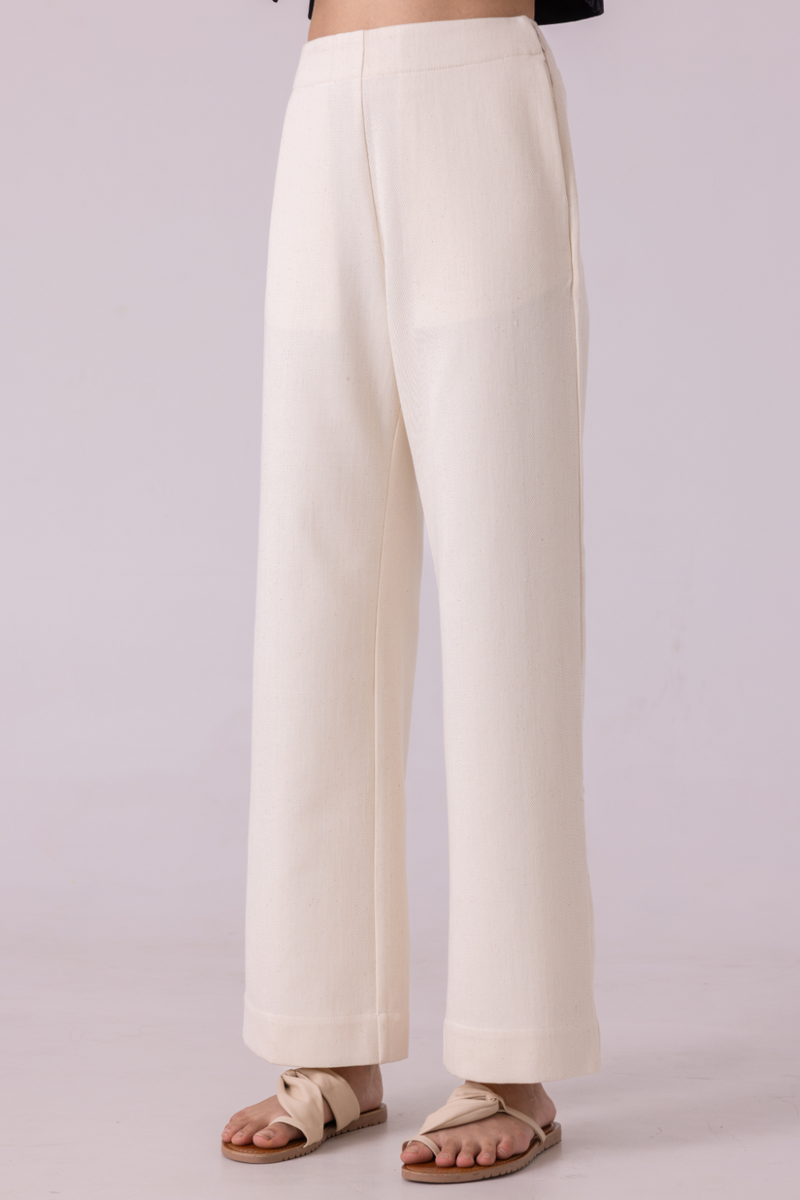 Smith Off White Handwoven Denim Pants khadi denim by The Summer House for women in Singapore
