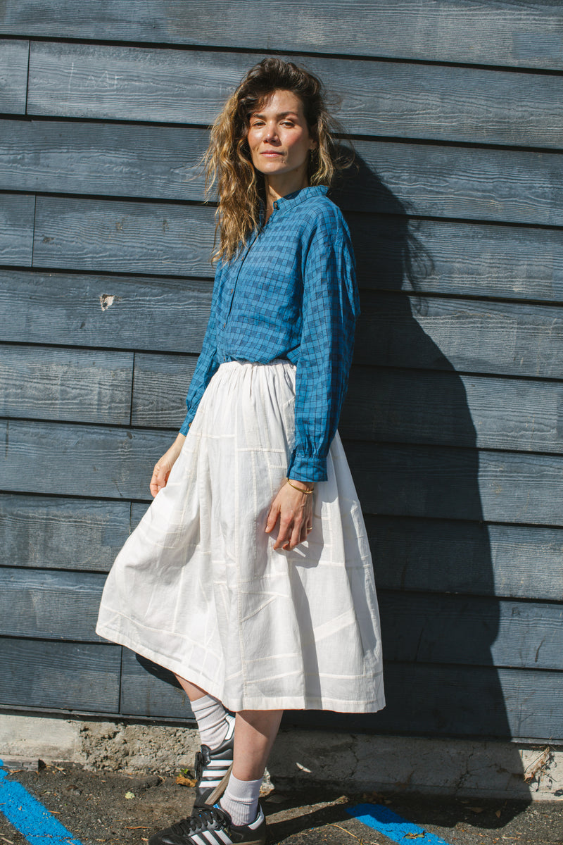 Soho Overshirt-Blue cotton by World of Crow in blue color for women in Singapore