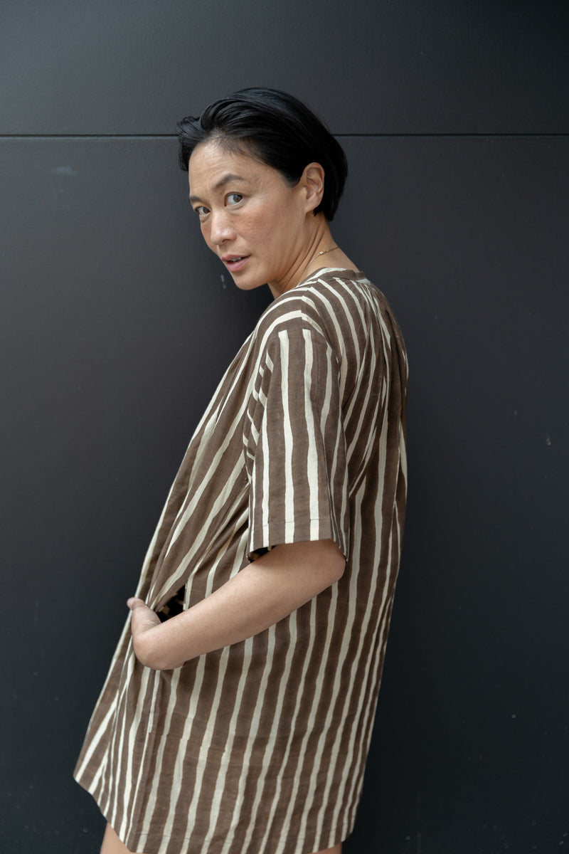 Soho Day Shirt-Brown cotton by World of Crow in brown color for women in Singapore