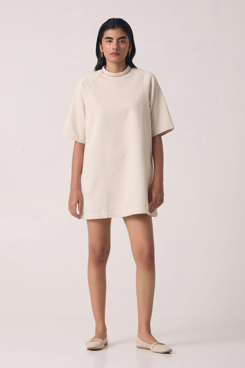 Soichi Off White Handwoven Dress cotton by The Summer House for women in Singapore