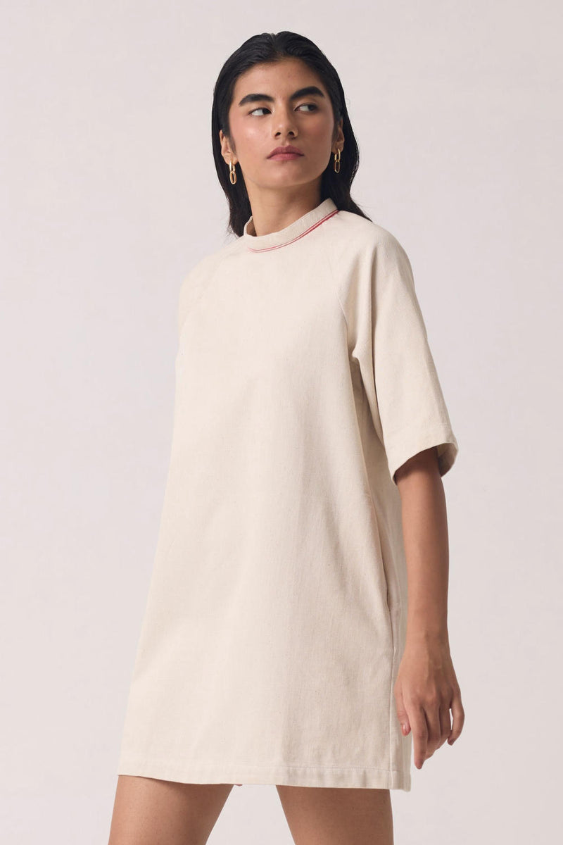 Soichi Off White Handwoven Dress cotton by The Summer House for women in Singapore