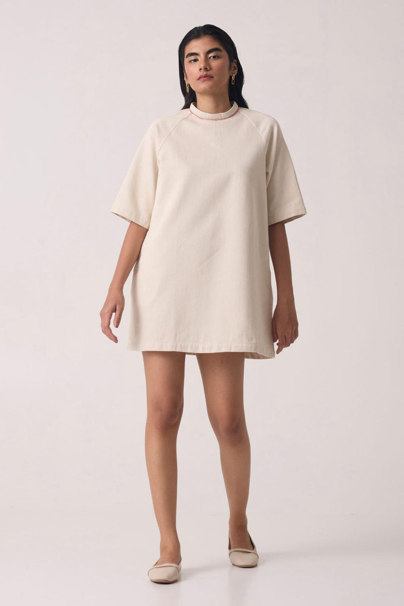 Soichi Off White Handwoven Dress cotton by The Summer House for women in Singapore