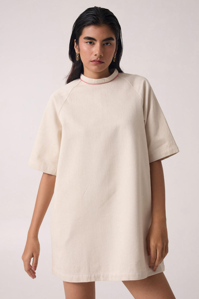 Soichi Off White Handwoven Dress cotton by The Summer House for women in Singapore