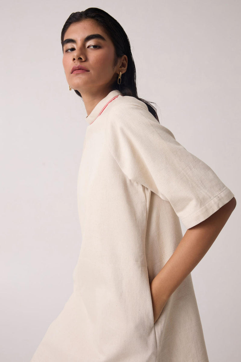 Soichi Off White Handwoven Dress cotton by The Summer House for women in Singapore