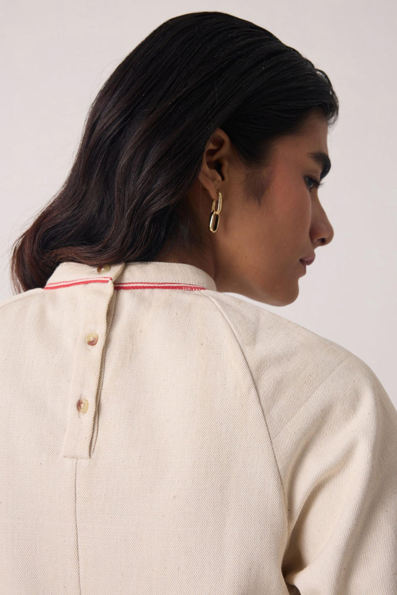 Soichi Off White Handwoven Dress cotton by The Summer House for women in Singapore