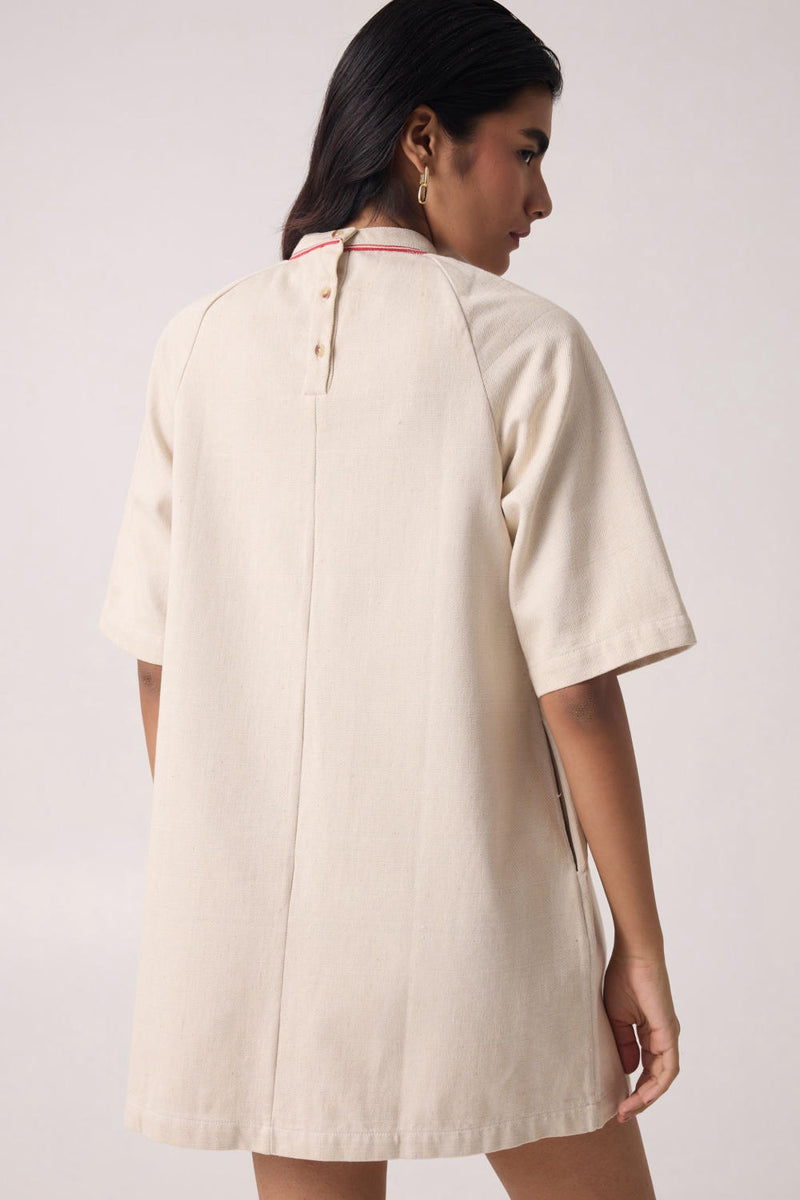 Soichi Off White Handwoven Dress cotton by The Summer House for women in Singapore