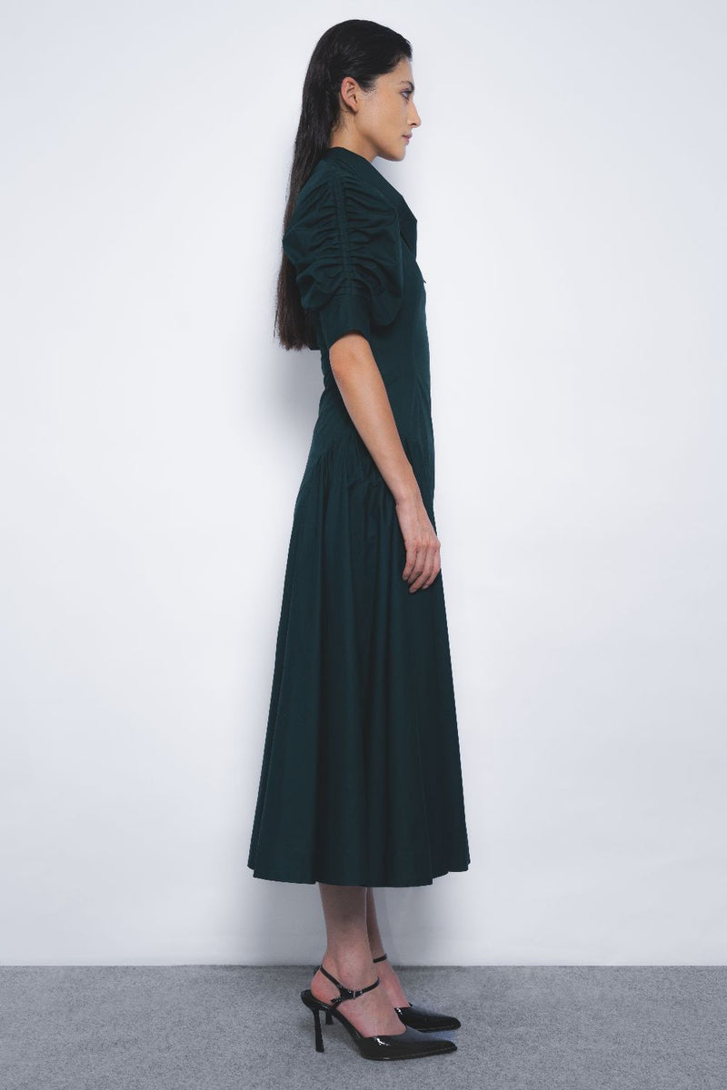 Soir Zipper Dress - Forest Green cotton Buy Soir Zipper Dress - Forest Green from C&W | Dresses for Women by Leh Studios in green color for women in Singapore