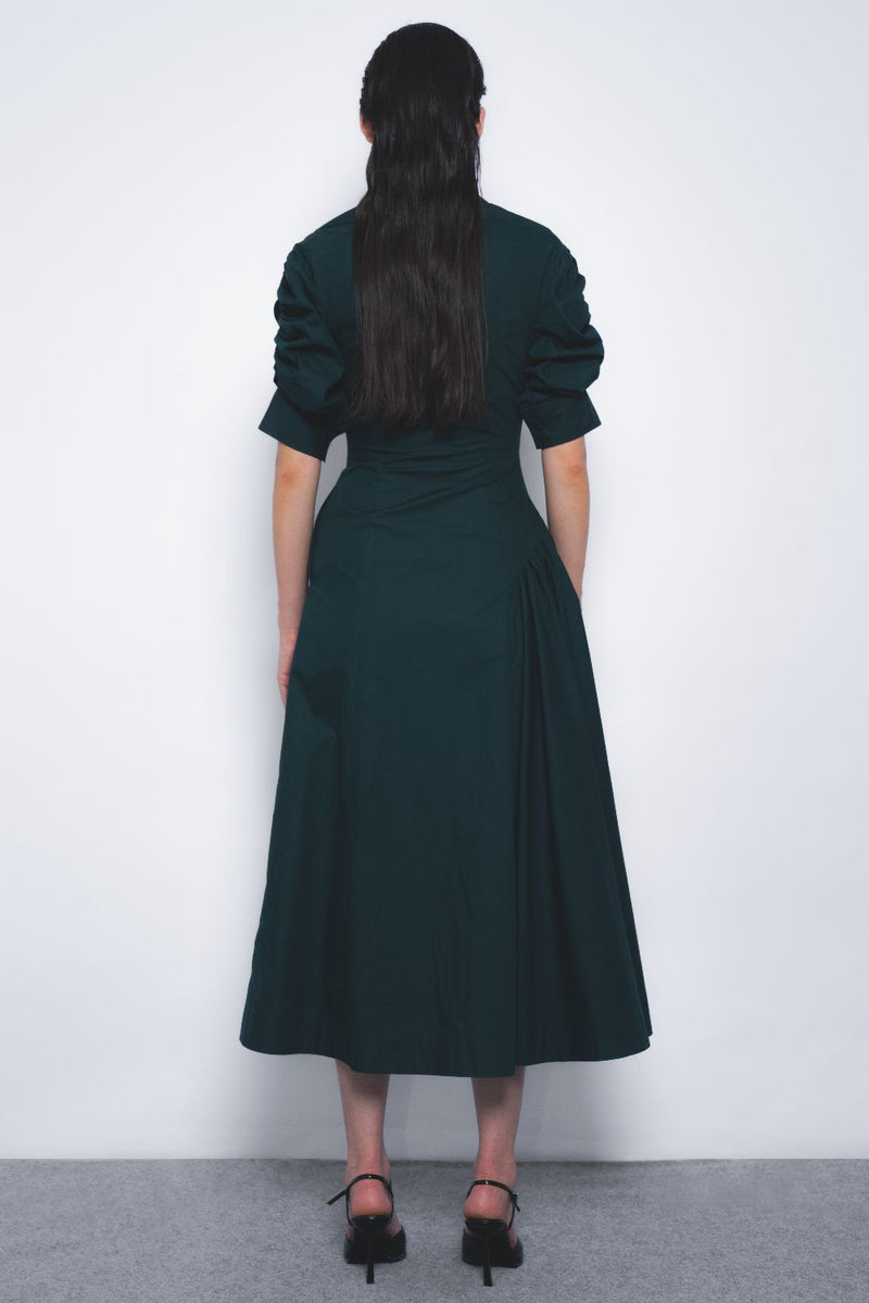 Soir Zipper Dress - Forest Green cotton Buy Soir Zipper Dress - Forest Green from C&W | Dresses for Women by Leh Studios in green color for women in Singapore