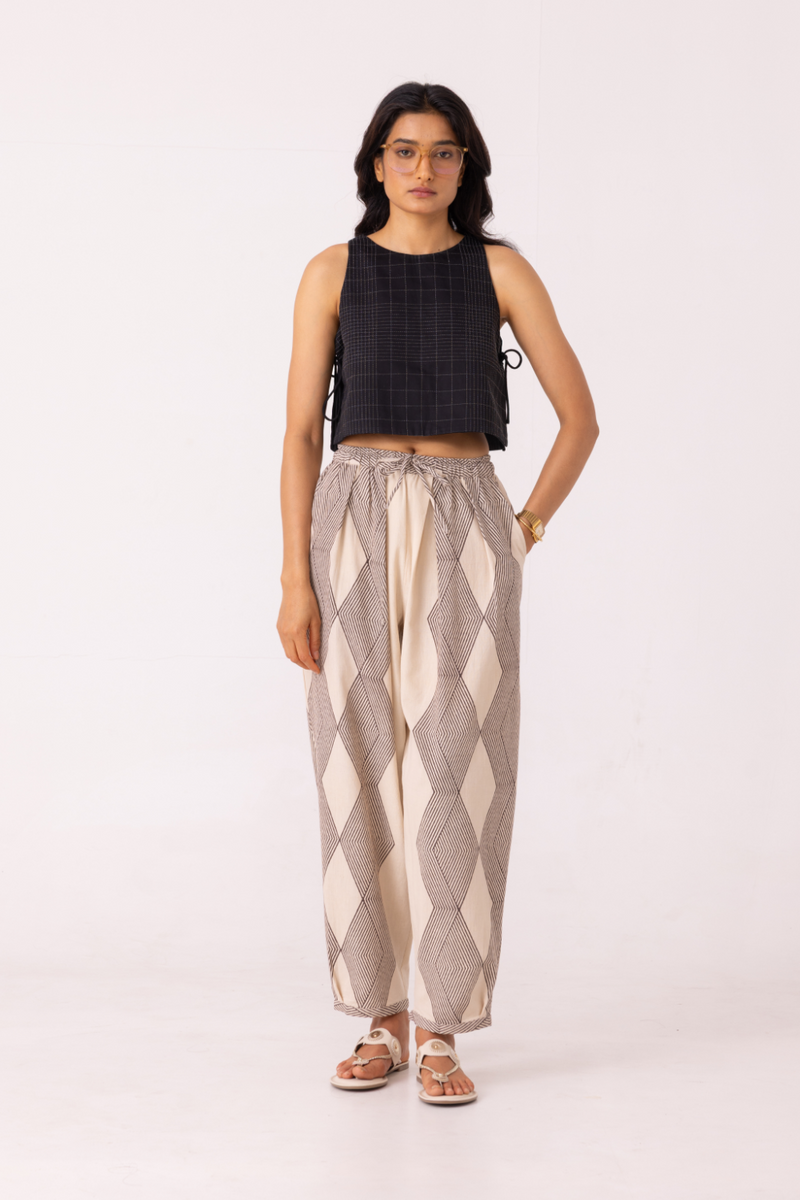 Sonja Hand Printed Barrel Pants cotton by The Summer House for women in Singapore