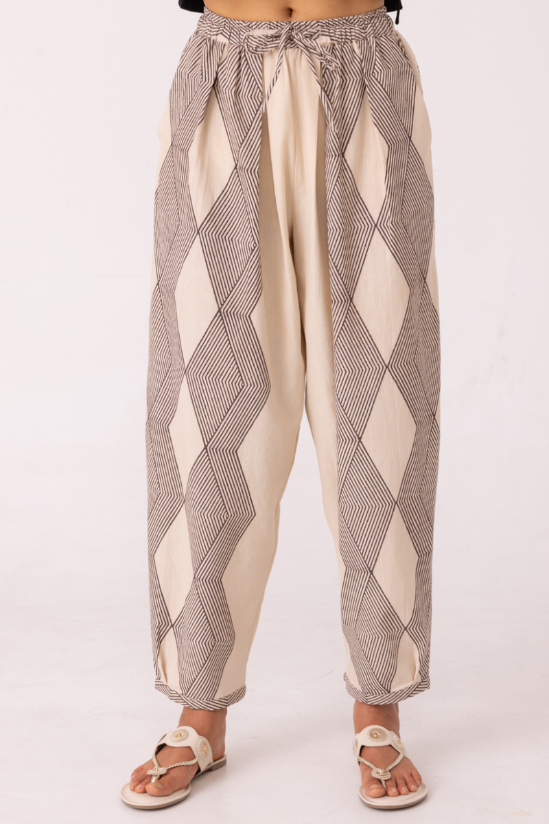 Sonja Hand Printed Barrel Pants cotton by The Summer House for women in Singapore