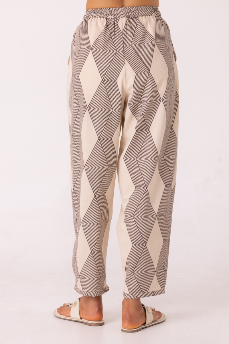 Sonja Hand Printed Barrel Pants cotton by The Summer House for women in Singapore
