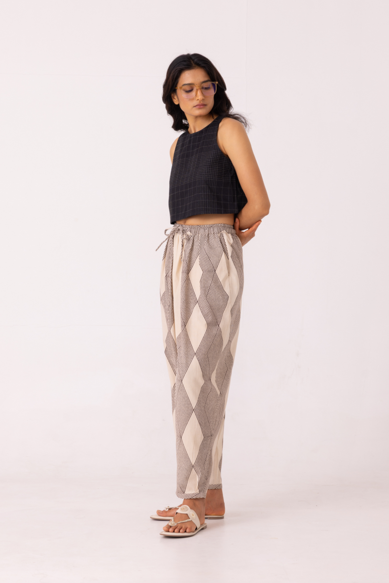 Sonja Hand Printed Barrel Pants cotton by The Summer House for women in Singapore