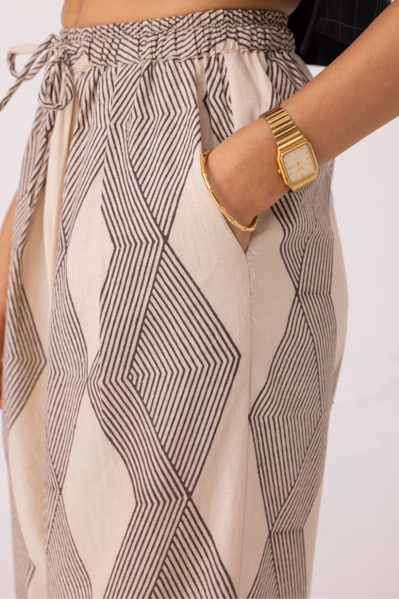 Sonja Hand Printed Barrel Pants cotton by The Summer House for women in Singapore