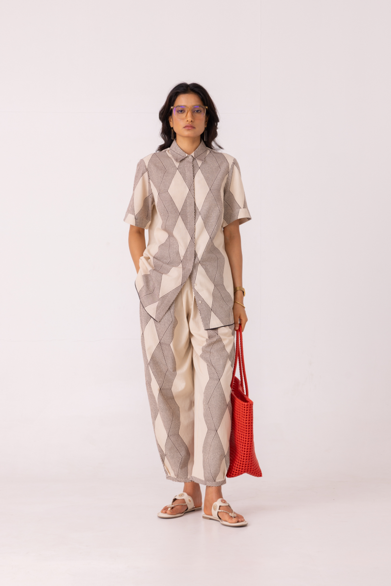 Sonja Hand Printed Barrel Pants cotton by The Summer House for women in Singapore