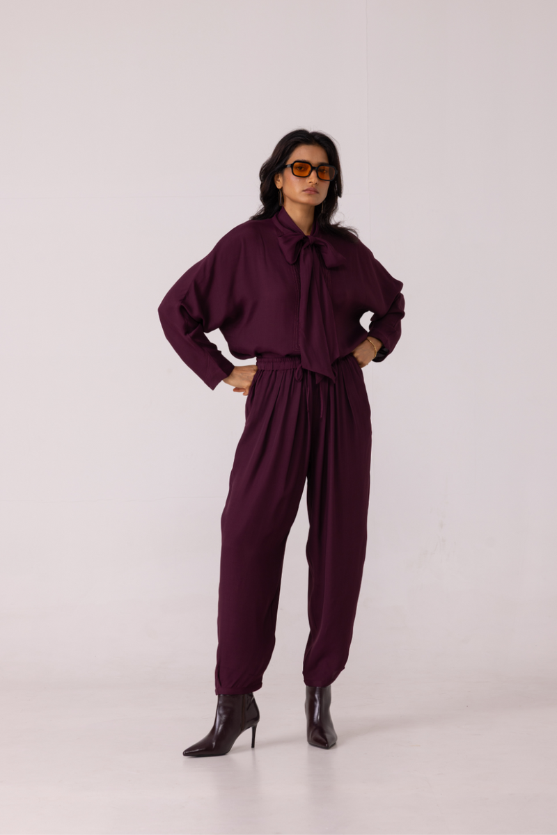 Sonja Wine Barrel Pants satin by The Summer House in orange color for women in Singapore
