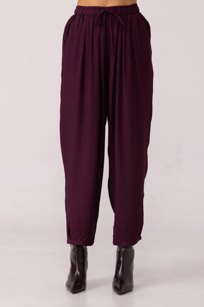 Sonja Wine Barrel Pants satin by The Summer House in orange color for women in Singapore