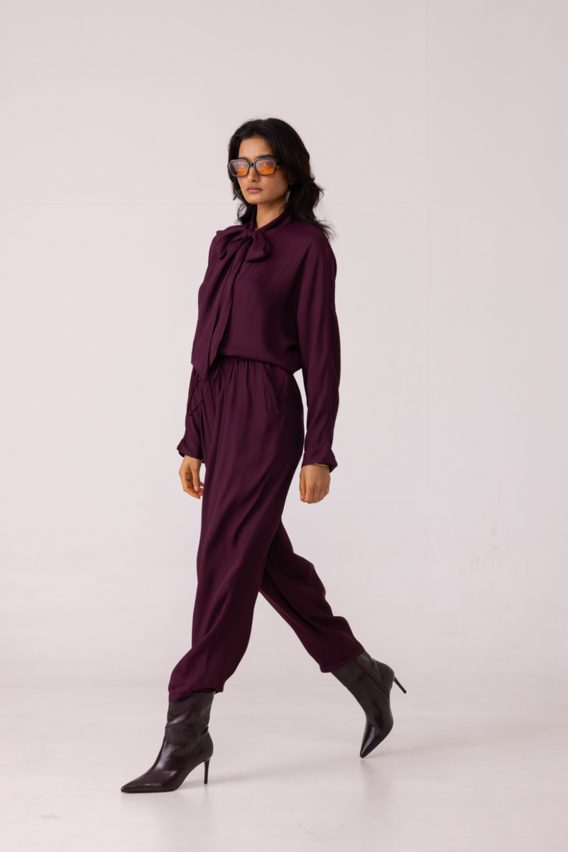 Sonja Wine Barrel Pants satin by The Summer House in orange color for women in Singapore