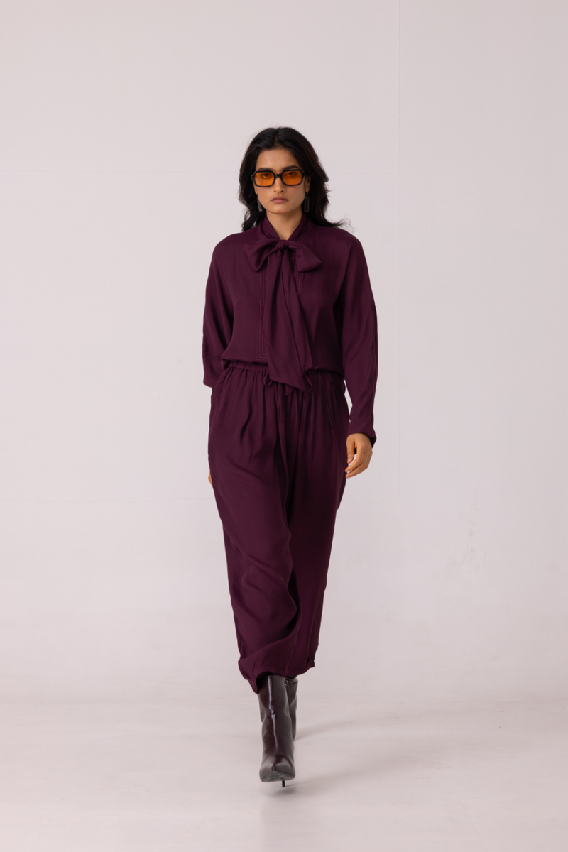 Sonja Wine Barrel Pants satin by The Summer House in orange color for women in Singapore
