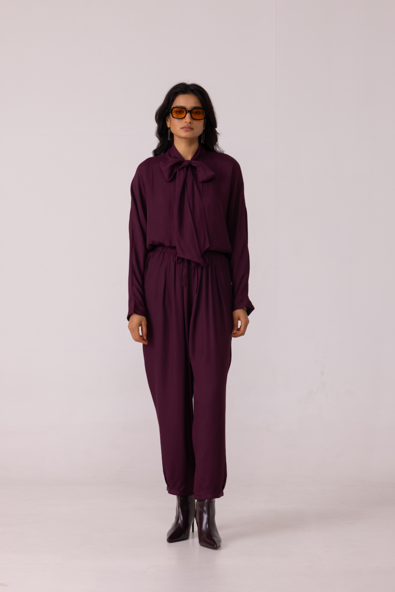 Sonja Wine Barrel Pants satin by The Summer House in orange color for women in Singapore