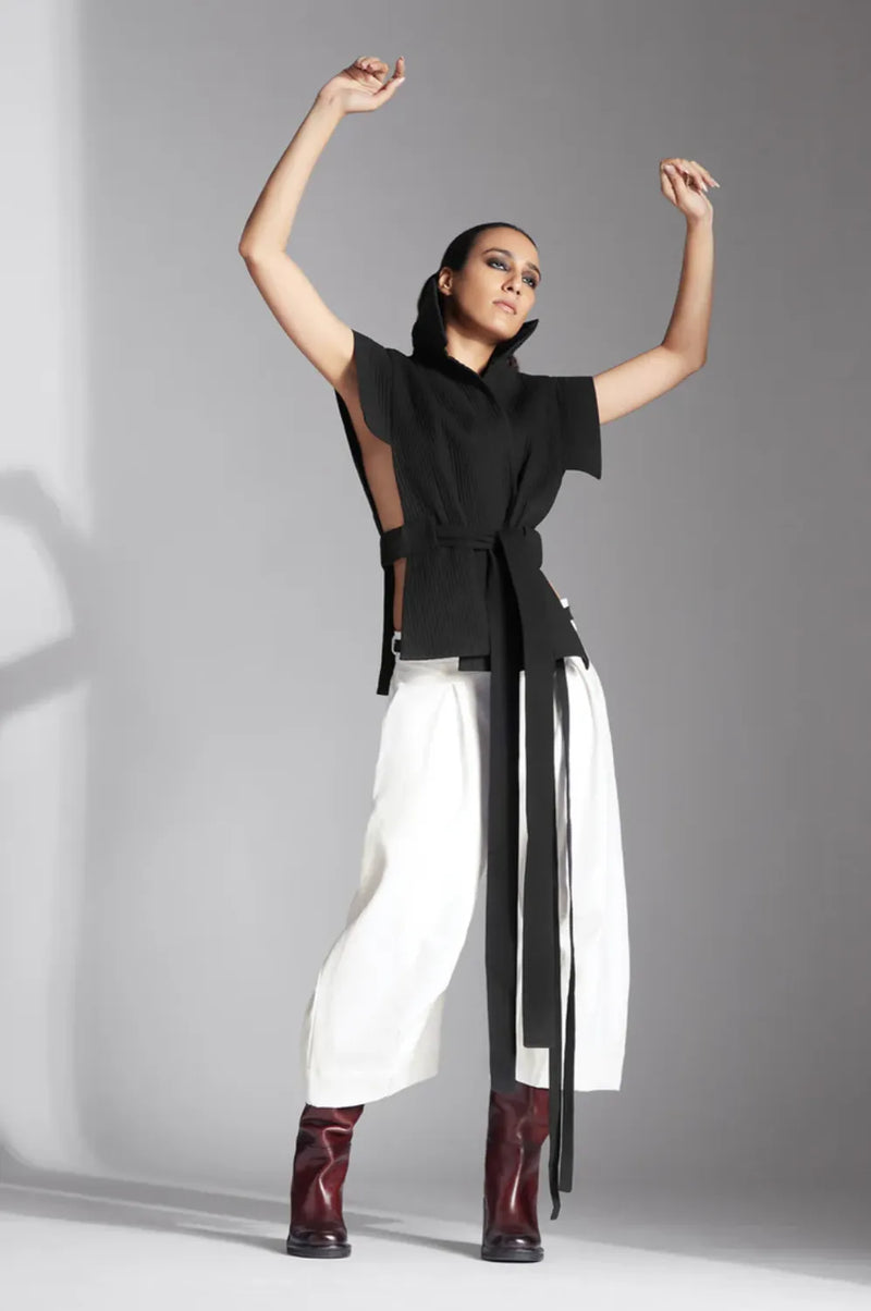 Sora Jacket in Black cotton by Chola in black color for women in Singapore