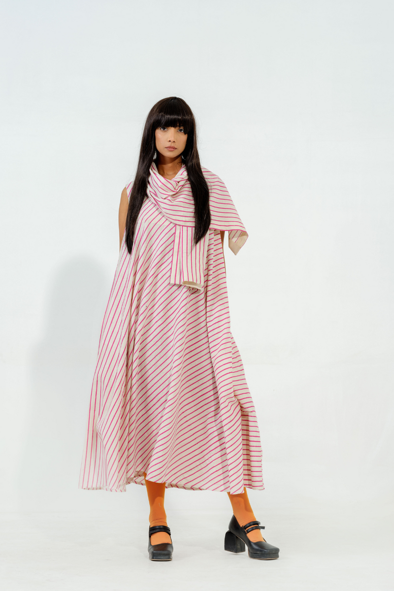 Soy Scarf cotton muslin scarf by Stoique in natural, pink for women in Singapore