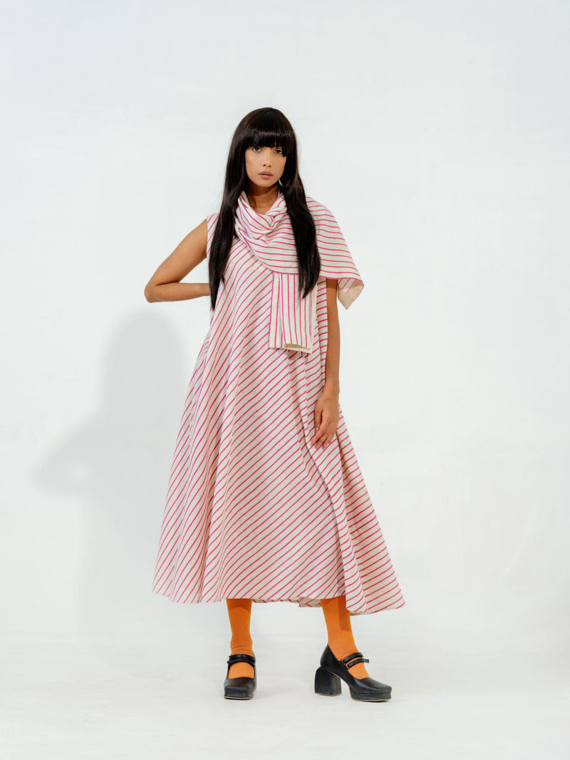 Soy Dress cotton muslin dresses by Stoique in natural, blue for women in Singapore