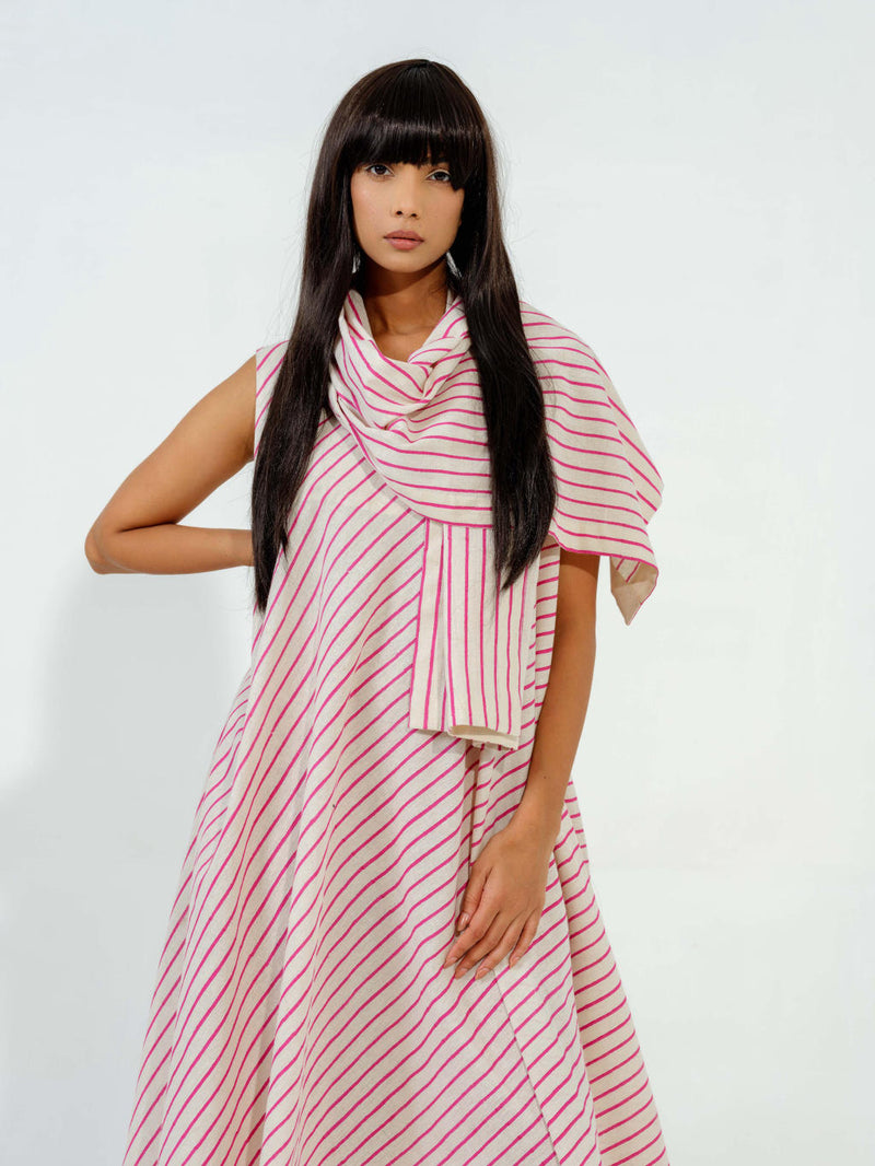 Soy Dress cotton muslin dresses by Stoique in natural, blue for women in Singapore