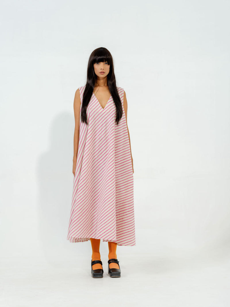 Soy Dress cotton muslin dresses by Stoique in natural, blue for women in Singapore