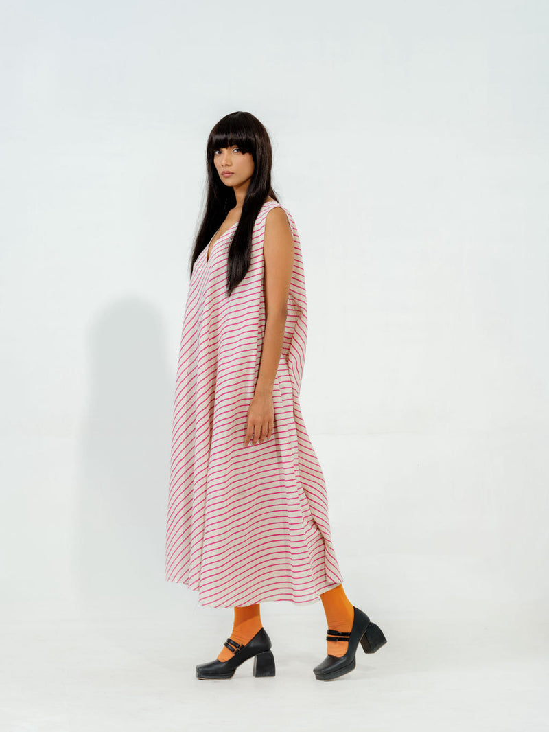 Soy Dress cotton muslin dresses by Stoique in natural, blue for women in Singapore