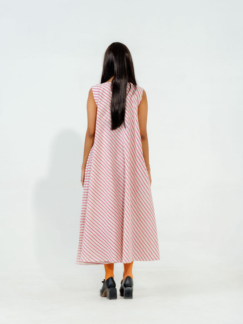 Soy Dress cotton muslin dresses by Stoique in natural, blue for women in Singapore