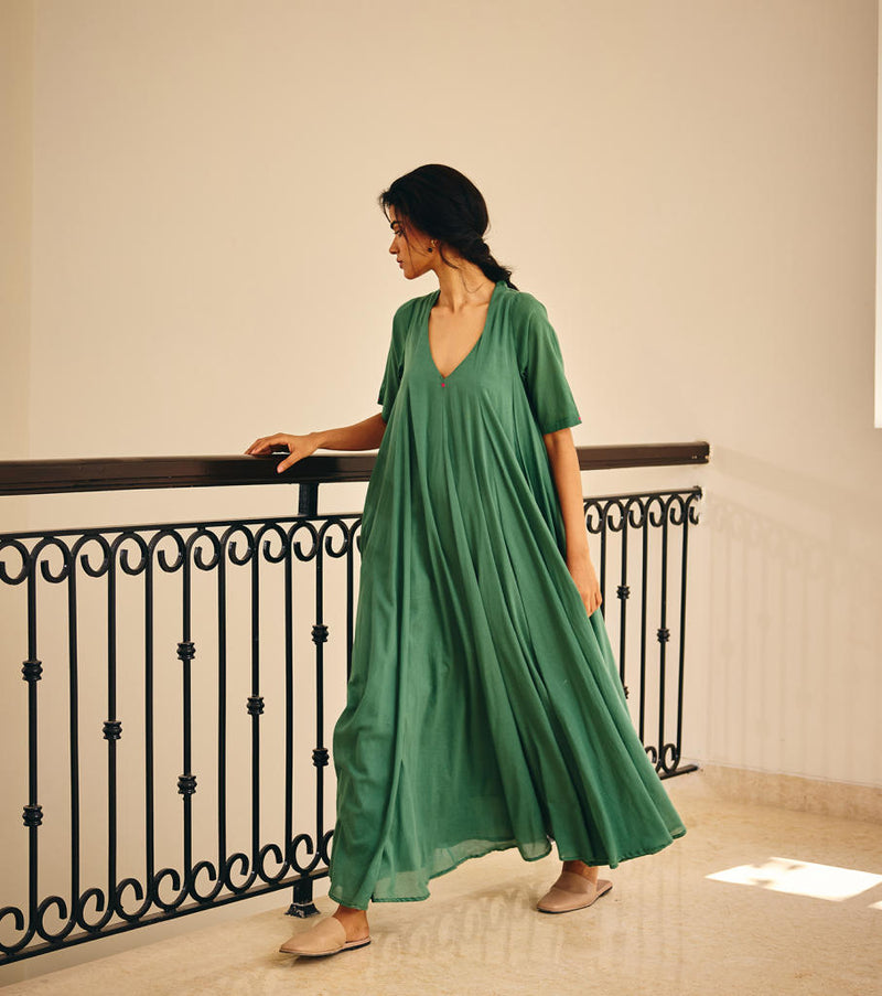 Spirited Away Dress cotton by Khara Kapas in green for women in Singapore
