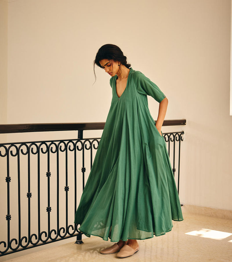 Spirited Away Dress cotton by Khara Kapas in green for women in Singapore