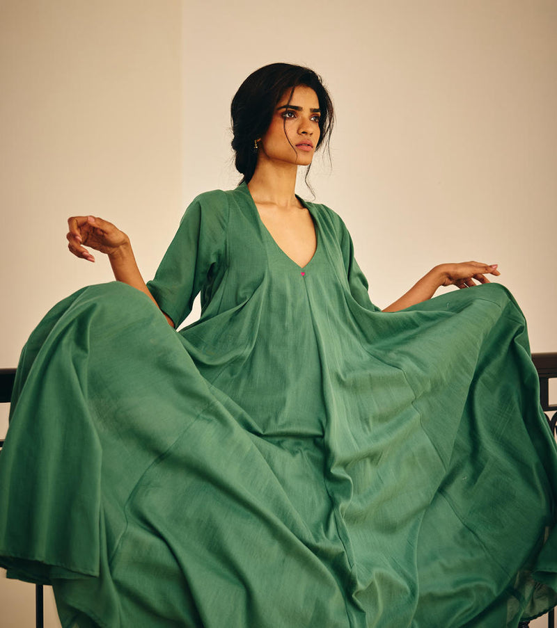 Spirited Away Dress cotton by Khara Kapas in green for women in Singapore