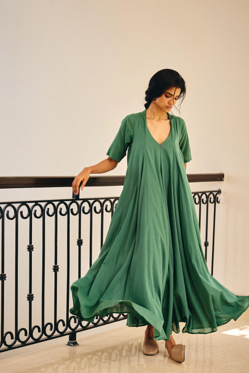 Spirited Away Dress cotton by Khara Kapas in green for women in Singapore