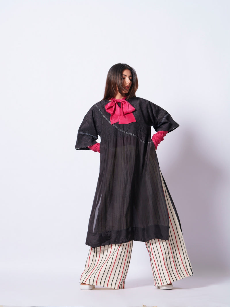 Sprout Tunic-Black upada silk kaftans and tunics by Stoique in black for women in Singapore
