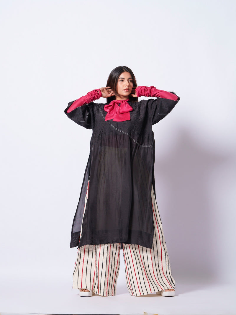 Sprout Tunic-Black upada silk kaftans and tunics by Stoique in black for women in Singapore