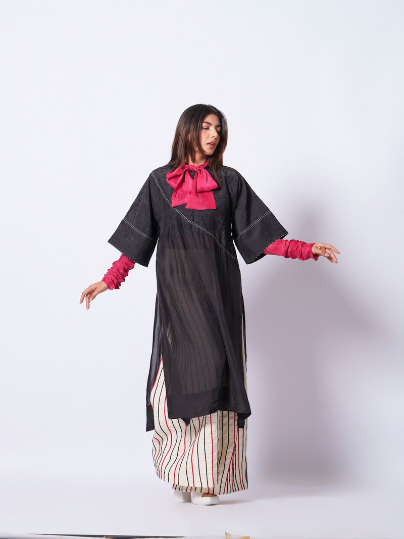 Sprout Tunic-Black upada silk kaftans and tunics by Stoique in black for women in Singapore