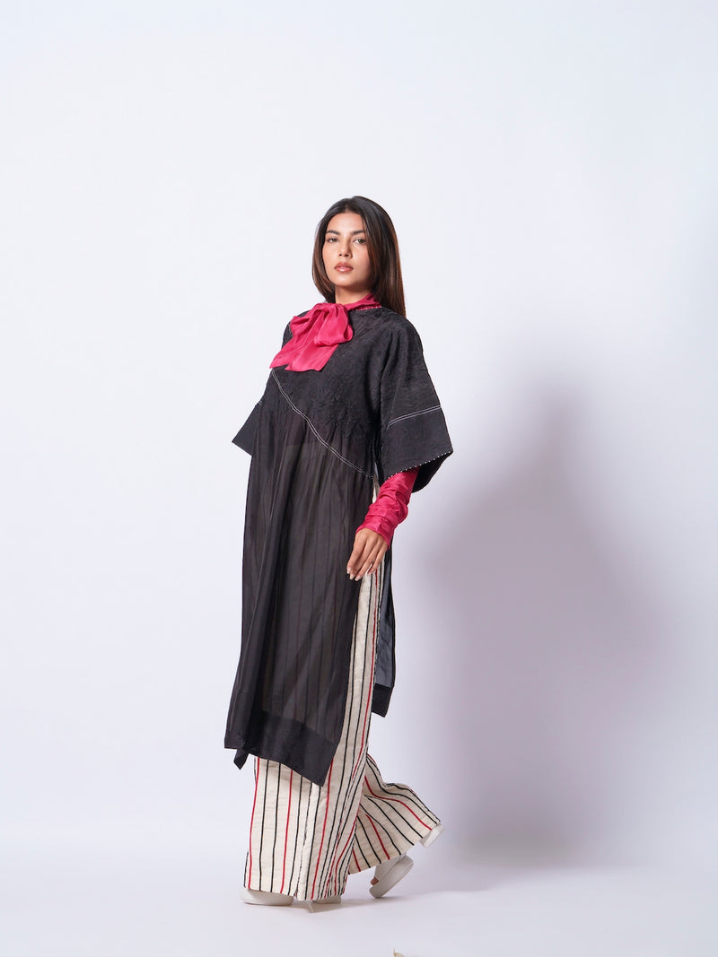 Sprout Tunic-Black upada silk kaftans and tunics by Stoique in black for women in Singapore