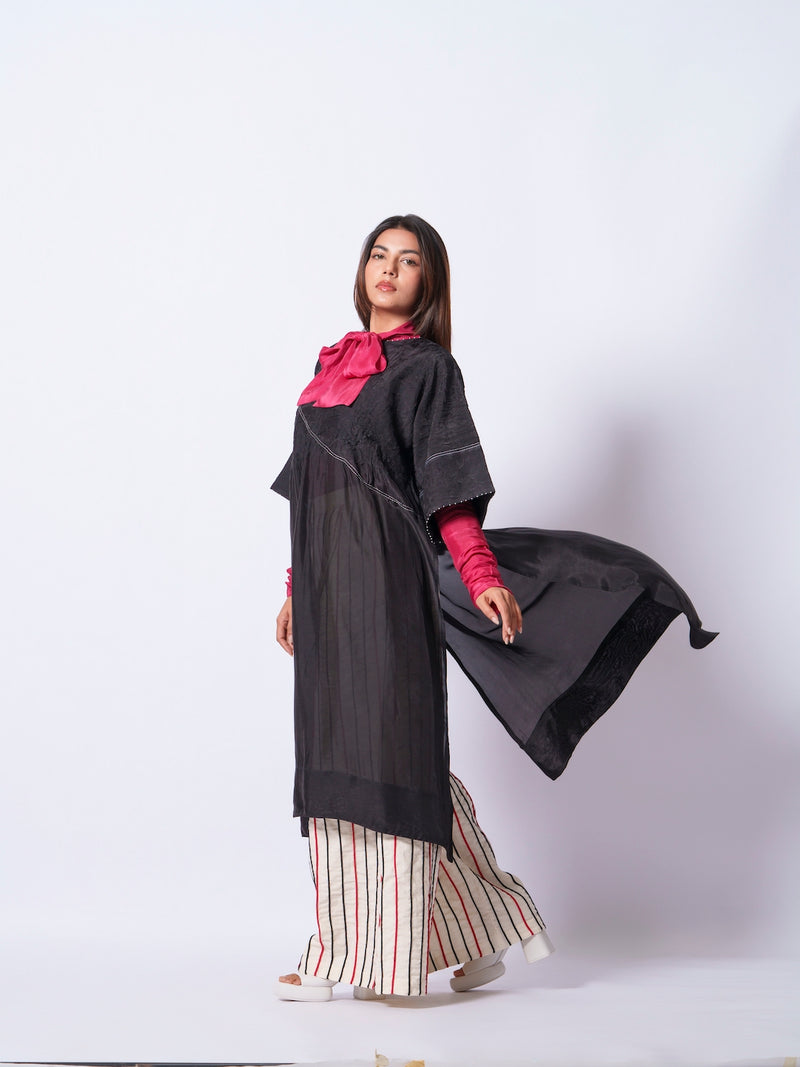 Sprout Tunic-Black upada silk kaftans and tunics by Stoique in black for women in Singapore