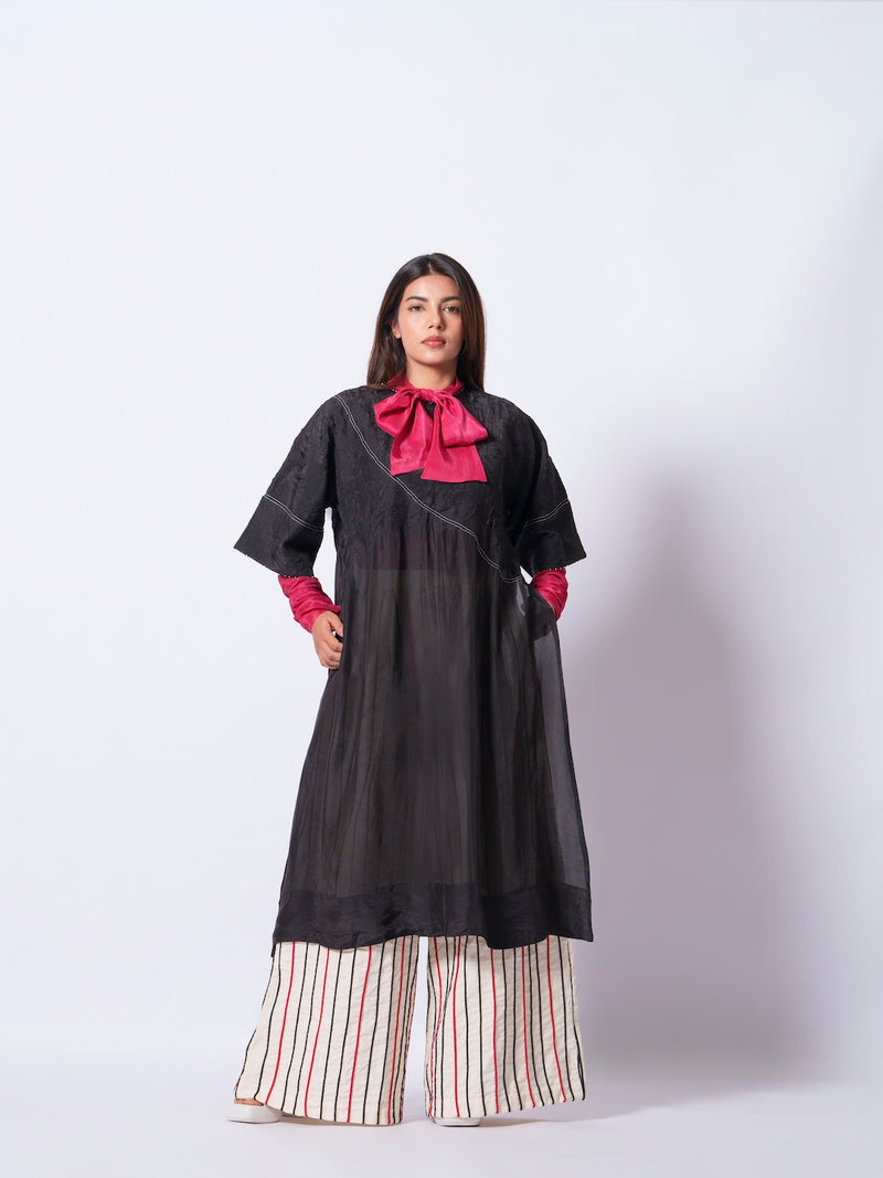 Sprout Tunic-Black upada silk kaftans and tunics by Stoique in black for women in Singapore