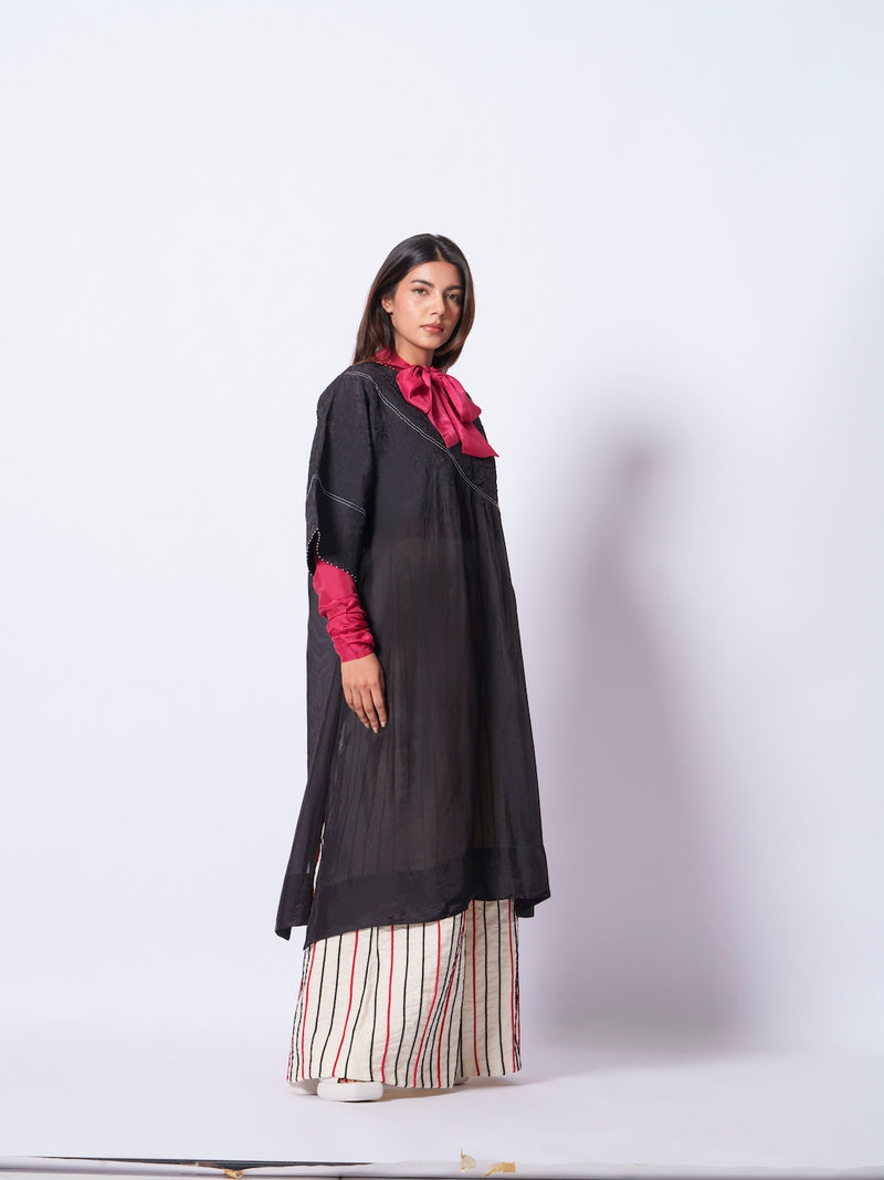 Sprout Tunic-Black upada silk kaftans and tunics by Stoique in black for women in Singapore