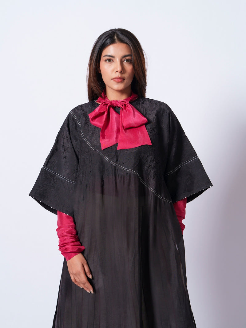 Sprout Tunic-Black upada silk kaftans and tunics by Stoique in black for women in Singapore