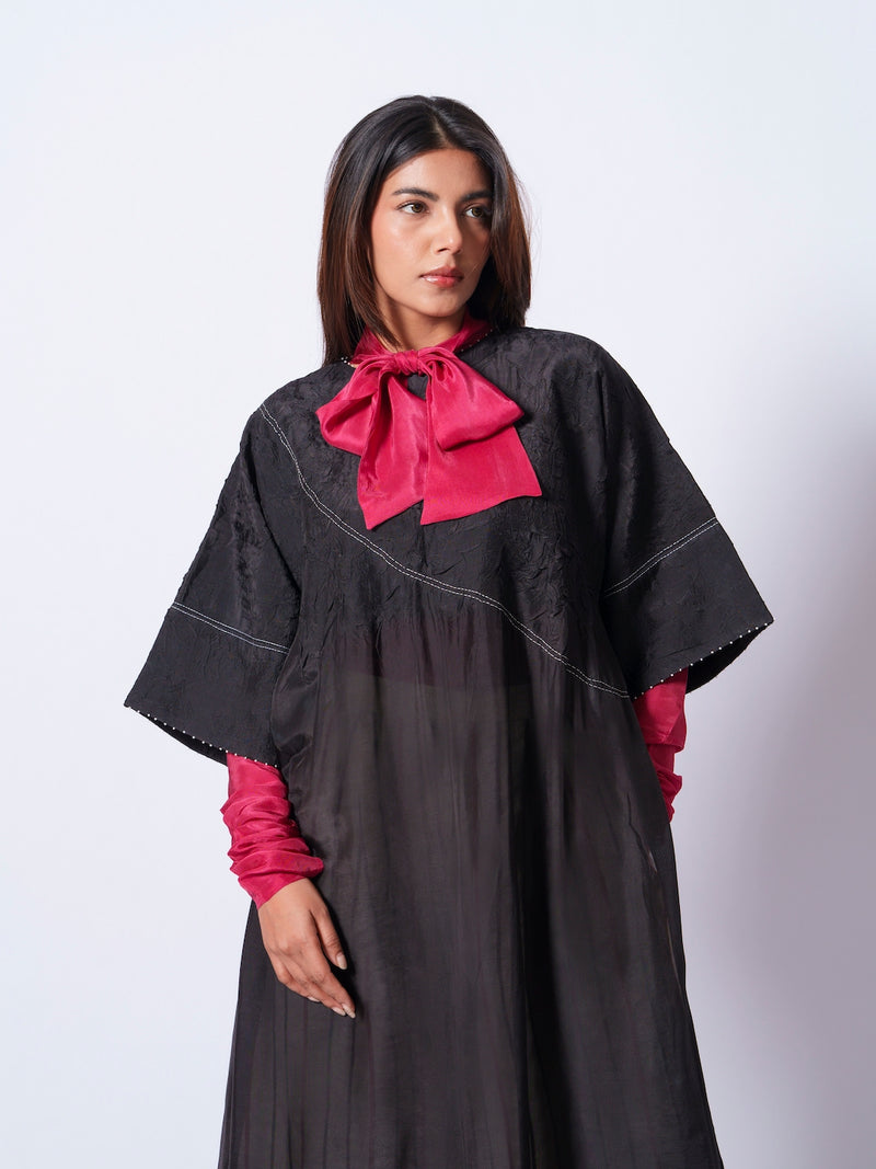 Sprout Tunic-Black upada silk kaftans and tunics by Stoique in black for women in Singapore