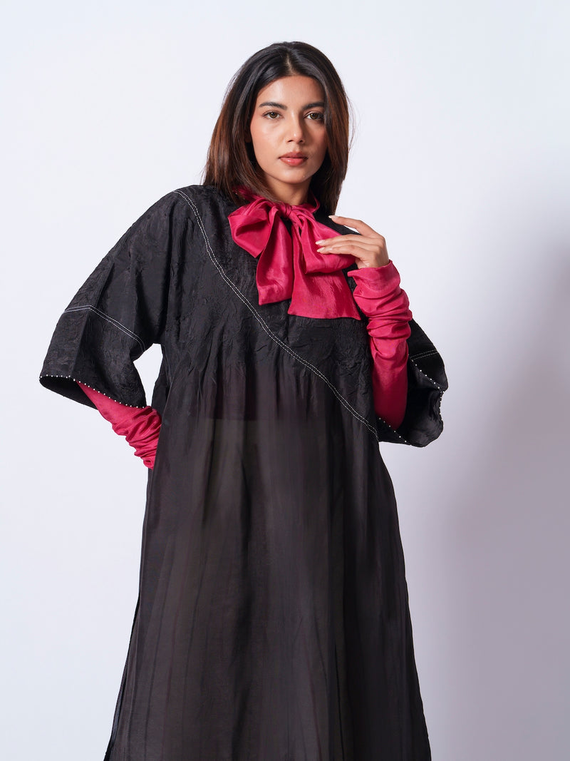 Sprout Tunic-Black upada silk kaftans and tunics by Stoique in black for women in Singapore