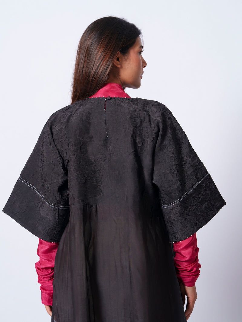 Sprout Tunic-Black upada silk kaftans and tunics by Stoique in black for women in Singapore